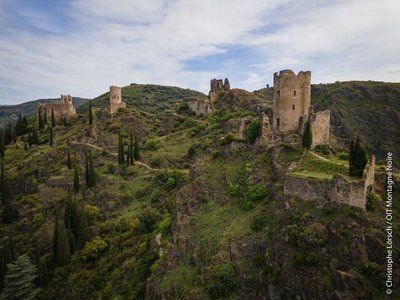 Lastours - les quatre châteaux de Lastours vue aérienne 2 - Christophe LÖRSCH